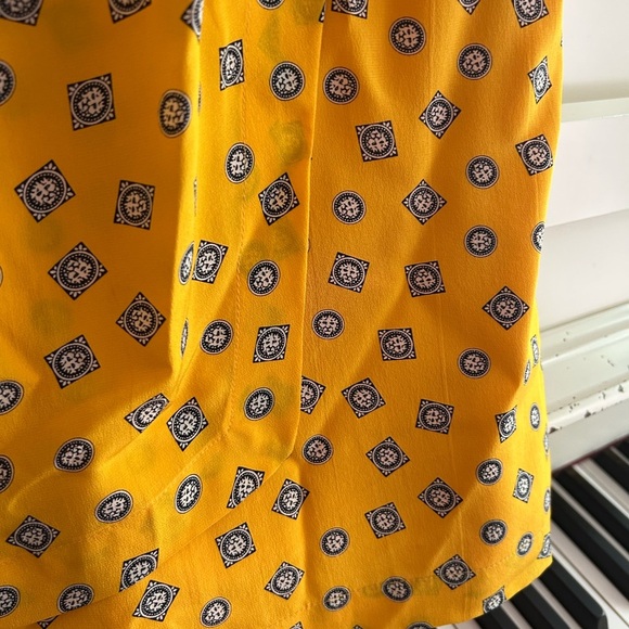 Jones New York High Waist Mustard Patterned Midi Skirt 12 Vintage - Picture 11 of 16